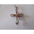 925 -Sterling Silver & Rubies Cross/ Pendant
