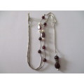 Beautiful-   925 Sterling Silver Pearls and Garnets Necklace