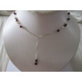 Beautiful-   925 Sterling Silver Pearls and Garnets Necklace