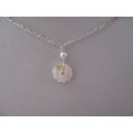 925 Sterling Silver Chain &  and Round Pearl  on MOP Necklace