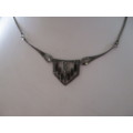 925 -Sterling Silver Marcasite  and Black Onyx Necklace