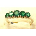 925 Sterling Silver and Genuine Emeralds Ring.