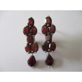 Solid Sterling Silver and Garnets Earrings