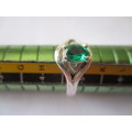 925 Sterling Silver  and  Green Topaz  Ring