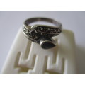 Beautiful-   925 Sterling Silver Marcsite and Black Onyx Ring