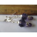 925 Sterling Silver  and Genuine Amethysts Earrings