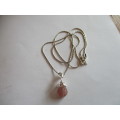 925 Sterling Silver Chain 40 cm long  with Genuine Pink Tourmaline Pendant