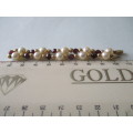 14 K Yellow Gold Clasp & Beads Bracelet with Faceted garnets and Cultured Pearls