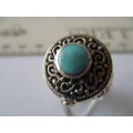 925 Sterling Silver and Turquoise `poison` Ring.