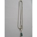 925 Sterling Silver Chain with Green Tourmaline Pendant