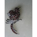 Solid 925 Sterling Silver and Genuine Garnets Brooch