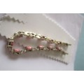 925 Sterling Silver, Marcasites  and Pink Coral Bracelet