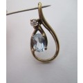 9ct Yellow Gold , Aquamarine and Diamond Pendant