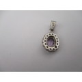 9ct Gold, Genuine Amethyst and Seed Pearls Pendant