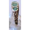 925 Sterling Silver Genuine Emeralds and Diamonds Ring