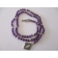 Sterling Silver and Genuine Amethysts Necklace