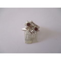 925 Sterling Silver , Garnets and Pearls Ring