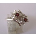 925 Sterling Silver , Garnets and Pearls Ring