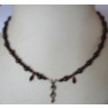 Sterling Silver Marcasite and Garnets Necklace