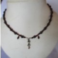Sterling Silver Marcasite and Garnets Necklace