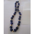 Genuine 12.00 mm Lapis Lazuli with 14k Gold Beads and 14k Gold Clasp Necklace