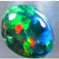 4.21Cts. Oval Cab. cut  14 x 10mm Shimmering Multicolor Natural Solid Black Opal