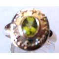 925 Sterling Silver and Genuine Peridot Ring