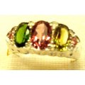 Genuine Tourmalines in Sterling Silver Ring