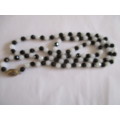 Genuine Faceted Black Onyx and White Jade Necklace with Silver Clasp