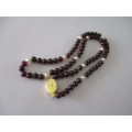 Genuine Garnets and Cultyred Pearls Necklace with Silver Clasp