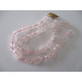 Genuine Pink /Rose Quartz Necklace with Silver Clasp