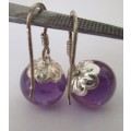 Big & Beautiful, 925- Sterling Silver  & 12 mm Round Amethyst Earrings