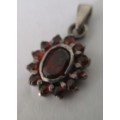 Sterling Silver and Genuine Garnets Pendant