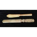 STUNNING PAIR OF BONE CARVED LETTER OPENERS!! *VALUALBLE*