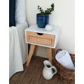 WHITE AND RATTAN/WOODEN MID-CENTURY SIDE TABLES! *RETRO* *RETAIL FOR R1499 each*