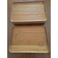 Six Wooden Carved Lap Trays - hand carved