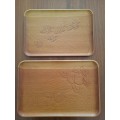 Six Wooden Carved Lap Trays - hand carved