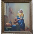 Maxine Payne - Oil - `Milk Maid` copy Vermeer - 47cm x 42cm