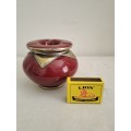 Vintage Moroccan Ceramic Ashtray - Maroon with detail