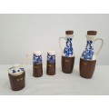 Vintage Willow Pattern Condiments Set