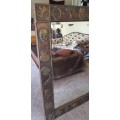 Large Ornate Hand Carved Wooden Mirror. African Theme