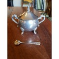 Silver Plated Lidded sugary Bowl Plus Spoon