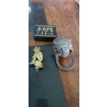 Vintage Brass Elf Door Knocker & Egyptian Door Knocker Plus Trinket