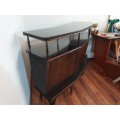 Vintage Wood Curved Bar with Glass Top