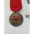 Order of the red triangle YMCA medal and 2 x badges