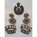 South African Engineers corps cap, collar, and title badges