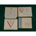 WW2 SOUTH AFRICAN CHRISTMAS CARDS (5) 23 AIR SCHOOL,PROVOST,SA MIL COLLEGE,VICTORY & YTB