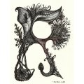 ART NOUVEAU:`R` is for Rossetti by Controversial South African Artist - Pen and Ink Drawing 1 ONLY*