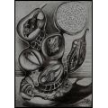 Original Drawing ` Organ Donor` by Surrealist Pioneer Ras Steyn - Approx Size A4 - 1X ONLY