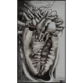 Original Lead Drawing `Miss Lucy Galore and Her Throbbing Seashell Heart` - 180mm X 250mm - Signed